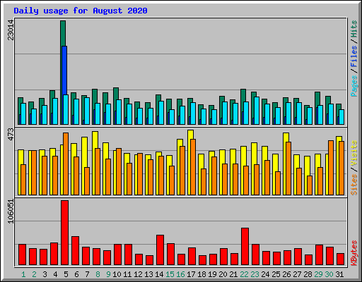 Daily usage for August 2020