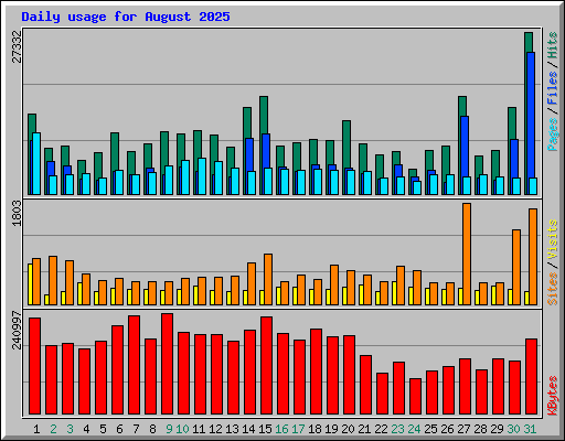 Daily usage for August 2025